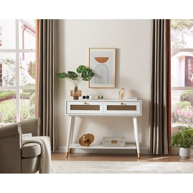 41.9 Wood 2-Drawer Console Table