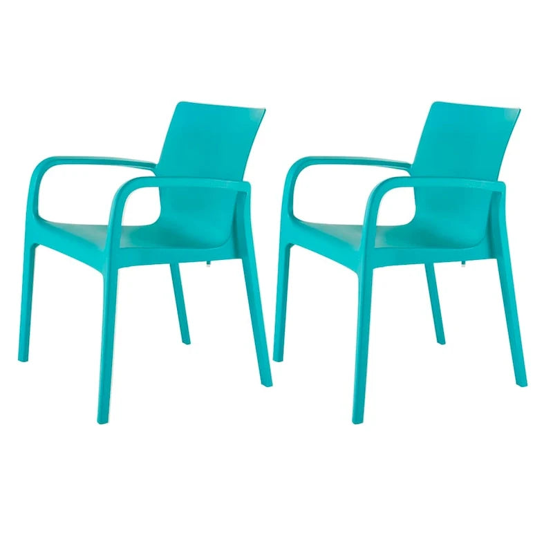 Sedia da pranzo impilabile Alissa in resina per tutte le stagioni con braccioli, set da 2