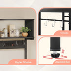 60 Inch Kitchen Baker's Rack with Hutch 8 Side Hooks