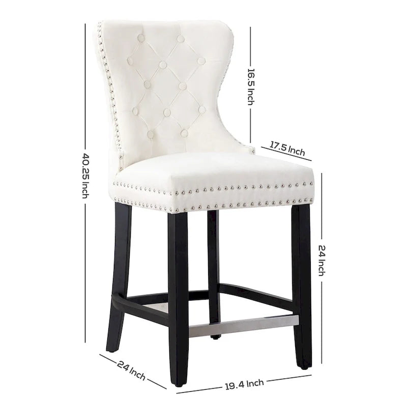 Sgabello da bancone Carter 24 Wingback Tufted Nailhead (set da 2)