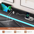 Struttura letto con luci LED per testiera e stazione di ricarica USB-C/A, 4 cassetti