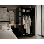 Palace Imports 100% Solid Wood 2-Door Urban Wardrobe Armoire with Solid and Mirrored Doors