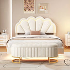 2-Pieces Bedroom Sets Full LED Platform Bed with Storage Ottoman