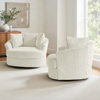 DREAMSIDEA 2 Set Recessed Arm Slipcovered Swivel Barrel Chair