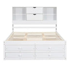 King Size Platform Bed with Storage Headboard and 8 Drawers