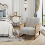 Poltroncine in Rattan, Sedia in Rattan Naturale Imbottita Poltrona in Lino Mid-Century Modern Side Chair per Soggiorno Camera da Letto