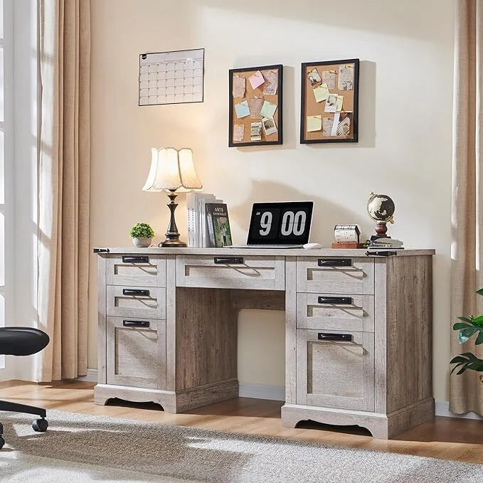Scrivania direzionale da 60 pollici in stile rustico, scrivania per ufficio domestico in legno, scrivania per computer