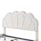 2-Pieces Bedroom Sets Full LED Platform Bed with Storage Ottoman