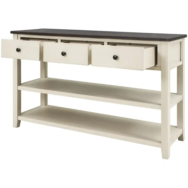 Console con Design Retrò e Due Ripiani Aperti