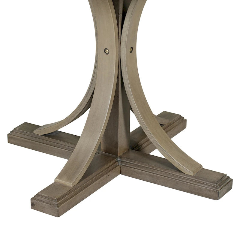 Taupe Retro 5-Piece Wooden Dining Table Set with Curved Trestle Table & 4 Chairs