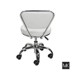 Sgabello basso Dayton con schienale regolabile da 13 a 15, rotelle, bianco - N/A