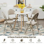 Sedie pieghevoli, confezione da 6, portatili, imbottite per ufficio, cucina, sala da pranzo - Beige - 18,5 x 20 x 35 (L x P x A)