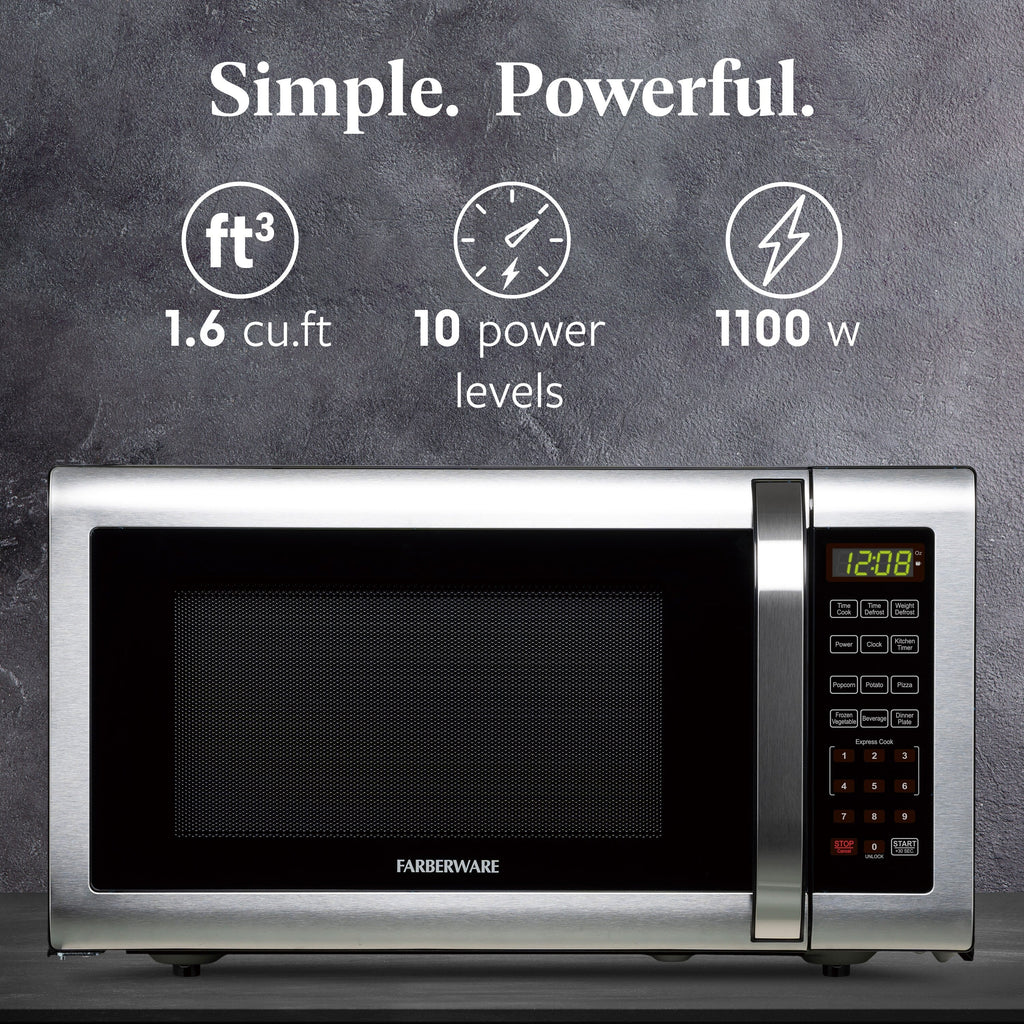 Forno a microonde Farberware da 1.6 Cu. Ft., acciaio inossidabile spazzolato