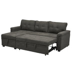 Divano componibile convertibile reversibile con letto estraibile, chaise longue con contenitore nascosto e gambe durevoli
