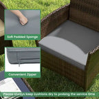 Costway Set di 4 Mobili da Giardino con Cuscini Lavabili e Vetro Temperato - Vedi Dettagli