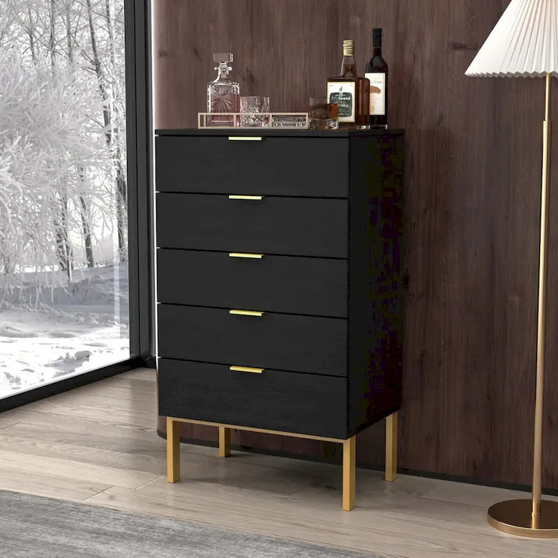 Cassettiera a 5 cassetti Comodino Armadietto contenitore 23,6 L Bianco/Nero