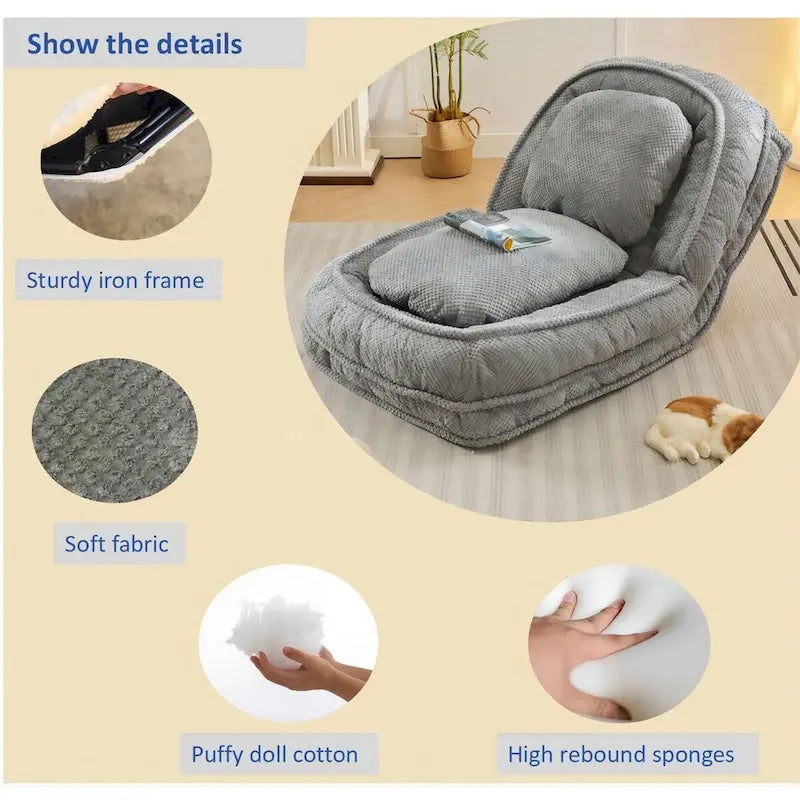 Lazy Sofa Couch,5 Adjustable Position,Sit,Sleep,Fold,Suit to Put in Bedroom, Living Room