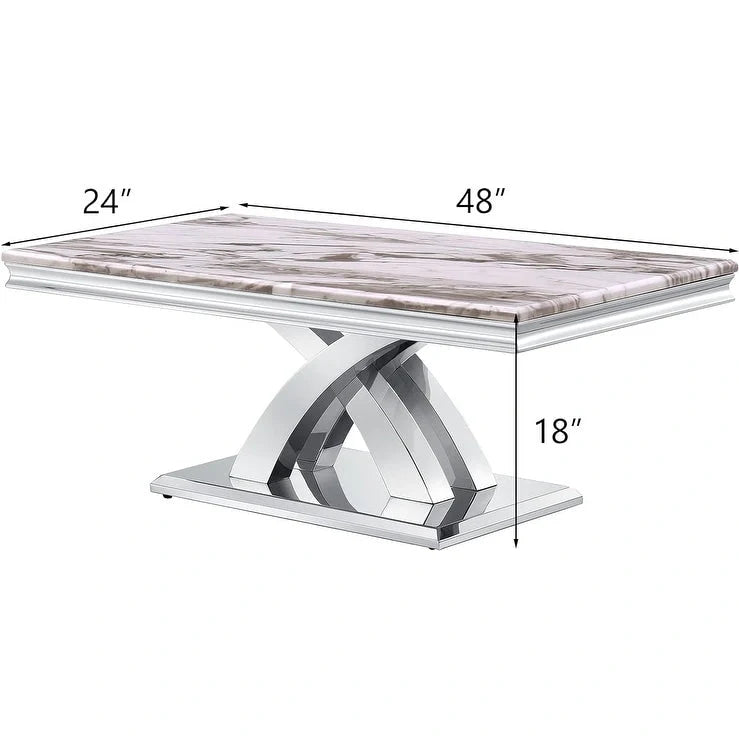Tavolino da Caffè Moderno 48, Tavolino Rettangolare con Base a X, Tavolino Pedestal per Soggiorno