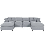Divano componibile moderno a U, 2 grandi chaise longue con pouf rimovibili