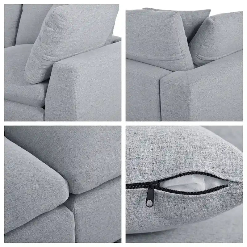 Divano componibile moderno a U, 2 grandi chaise longue con pouf rimovibili