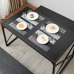 VECELO Tavolo da Pranzo 3 Pezzi con Panca, Set Tavolo da Pranzo per 4-6 Posti, Tavolo da Cucina con 2 Panche, Set Tavolo da Pranzo