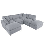 Divano componibile moderno a U, 2 grandi chaise longue con pouf rimovibili