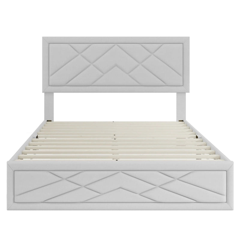 Letto matrimoniale Queen size con piattaforma, testiera e contenitore