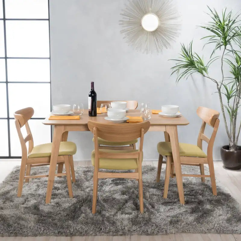 Set da pranzo rettangolare a 5 pezzi in legno di Idalia Fabric and Rubberwood di Christopher Knight Home