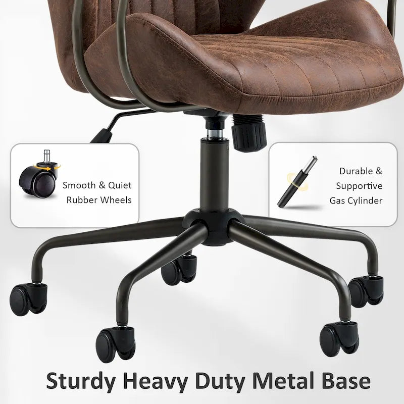 OVIOS Sedia da ufficio ergonomica in tessuto scamosciato con supporto lombare