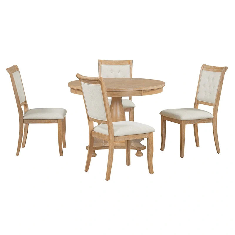 Set da pranzo da 5 pezzi Lak Retro con sedie imbottite di GDFStudio