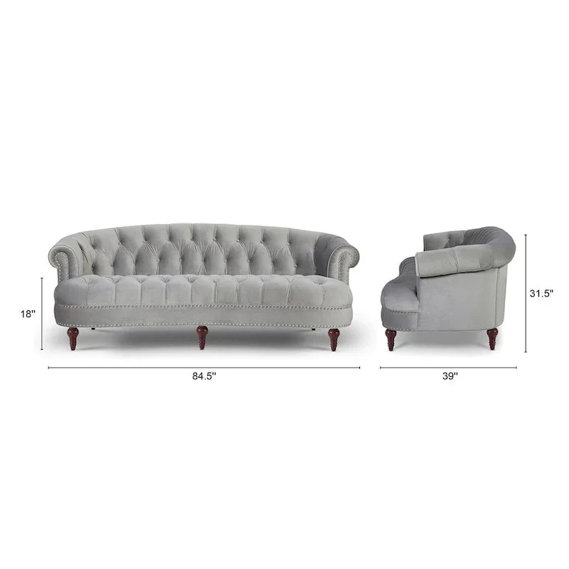 Divano Chesterfield trapuntato in velluto La Rosa 84 Mid-Century Modern