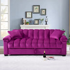 82.7 Velvet Storage Convertible Sofa Sleeper Couch with 2 Pillows