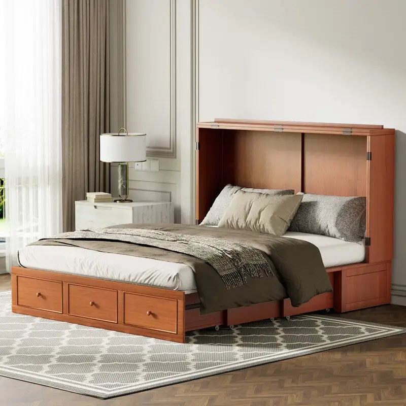 Mixoy Letto a scomparsa con materasso pieghevole, letto a cubo moderno con cassetto portaoggetti e stazione di ricarica USB