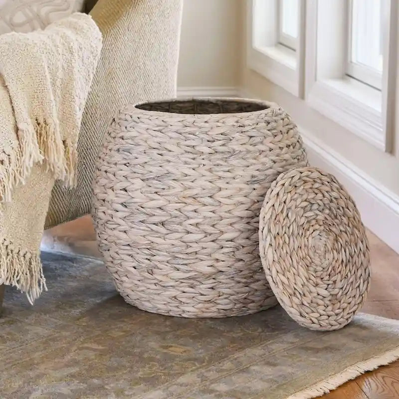 Tavolino Contenitore a Cesto in Vimini Intrecciato a Mano Household Essentials - 17.0L x 17.0W x 19.0H