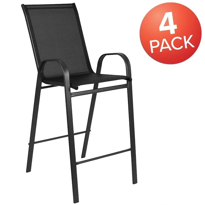 Set di 4 Sgabelli da Bar da Esterno in Materiale Flex Comfort - Sgabello da Giardino