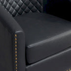 KINWELL 29 Wide Tufted PU Leather Swivel Barrel Chair