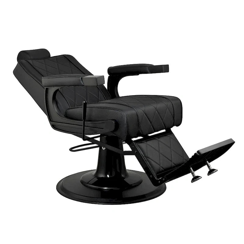 ROGERS Poltrona da Barbiere Reclinabile con Struttura Robusta, Nera