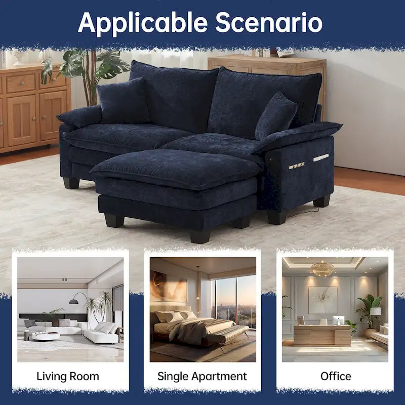 Modular Sectional Sofa, Comfy Cloud Couch Sectional Sofa with Ottoman, Deep Seat Sofa Sleeper for Living Room