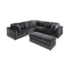 Divano Sezionale Modulare a L in Corduroy, 6 Pezzi Oversize, Combinazione Fai da Te