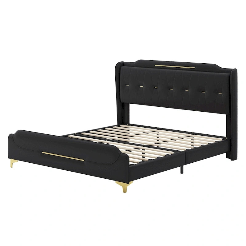 Letto moderno imbottito in pelle PU Uphou di Christopher Knight Home