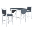 Set da 3 Pezzi Tavolo da Pranzo a Foglia Cadente a Altezza Bancone in Legno