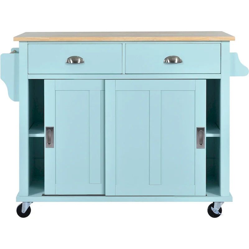 Carrello da cucina con piano d'appoggio ribaltabile in legno di gomma, porta scorrevole a scomparsa con altezza regolabile, isola da cucina su 4 ruote