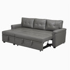 Divano componibile convertibile reversibile con letto estraibile, chaise longue con contenitore nascosto e gambe durevoli