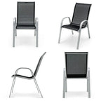 4 Pieces Stackable Patio Dining Chairs Set with Armrest - 29 x 21.5 x 35.5 (L x W x H)