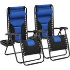 Yaheetech 2pcs 26in Padded Outdoor Zero Gravity Chair Patio Lounge Camping Chair with Armrests and Pillow