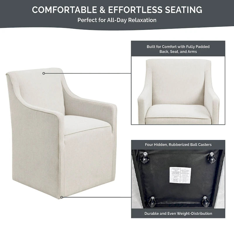 Madison Park Charlotte Dining Arm Chair with Casters