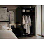 Palace Imports 100% Solid Wood 2-Door Urban Wardrobe Armoire with Solid and Mirrored Doors