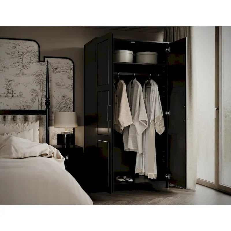 Palace Imports Armadio a 2 ante in 100% legno massello Urban con ante a specchio e in legno massello