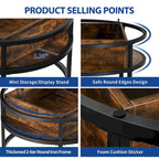 Moasis Farmhouse Lift Top Round Coffee Table with Hidden Storage and Shelf