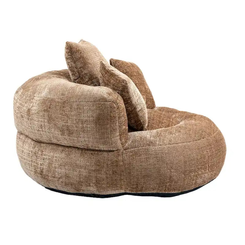 Chenille High Back Lazy Sofa with 3 Pillows and Oversized Bean Bag Chair
